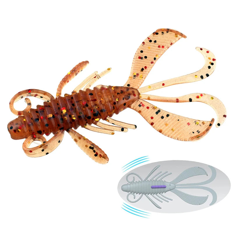 WEIHE 6cm/2.2g 9.5cm/6g 4 Colors Artificial Soft Fishing Lure Bionic Shrimp Bait With Noisy Balls