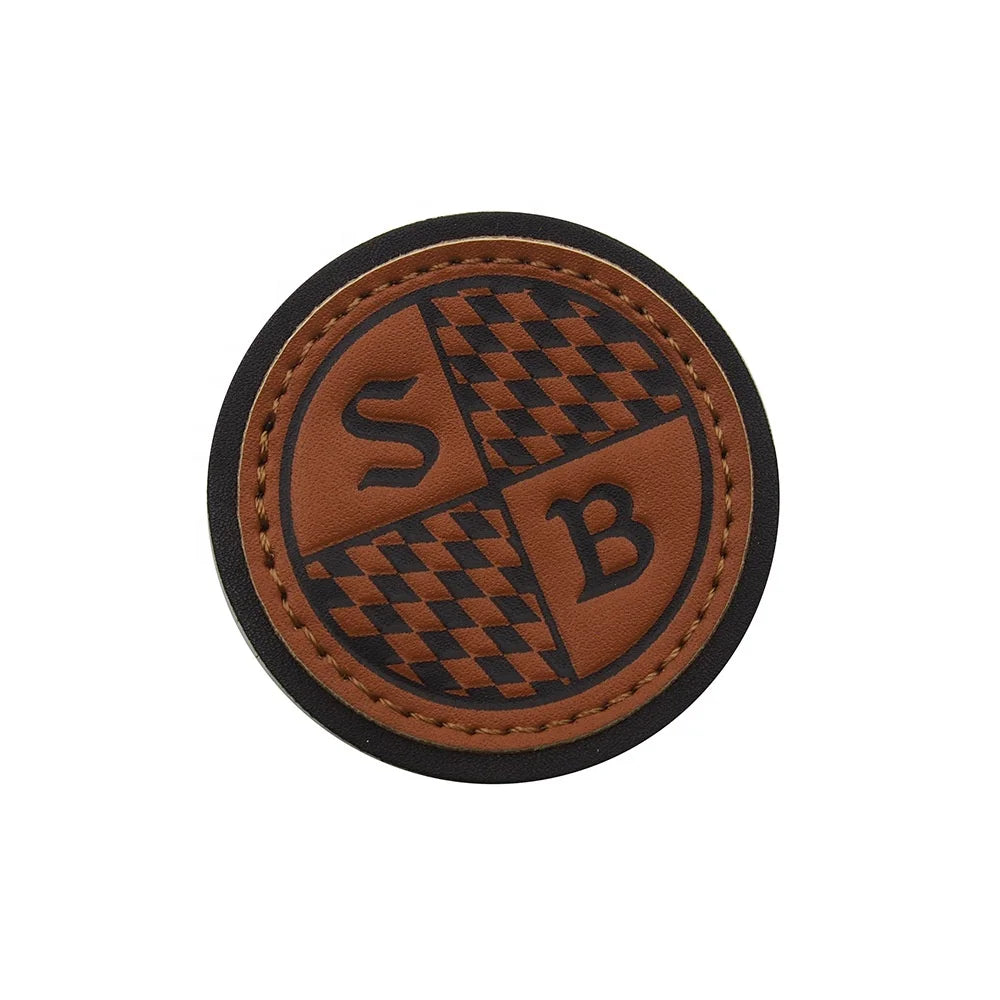 Custom Real Brown and Black Embossed PU Leather Patches for Jeans & Clothing Accessories