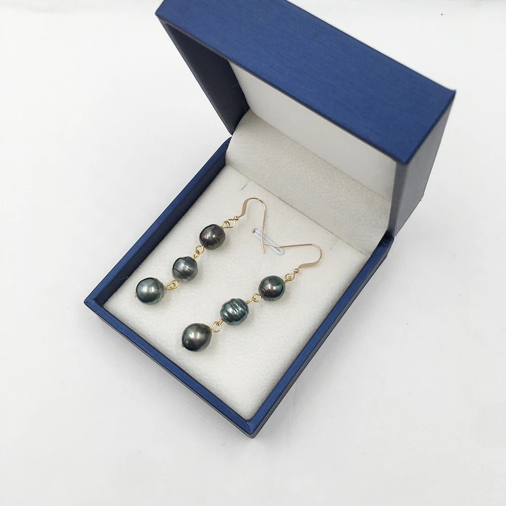 Nature Tahitian Sea Salt Pearl Earringfashion 14K Gold Filled Drop Earrings for Wedding 8-10 mm Baroque Pearl