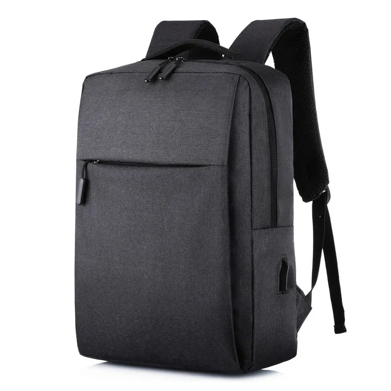 Simple Fashion Large Capacity Laptop Backpack Lightweight Waterproof Multifunctional USB Travel Polyester Oxford Zipper Letter