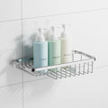 Hotel-Grade Wall-Mounted Chrome Plated Stainless Steel Durable Single Tier Shower Corner Storage Shelf Apartment Metal Shower