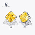 Rochime Yellow Gemstone Stud Earrings S925 Silver Rhodium Plated  Zircon Jewelries for Girls