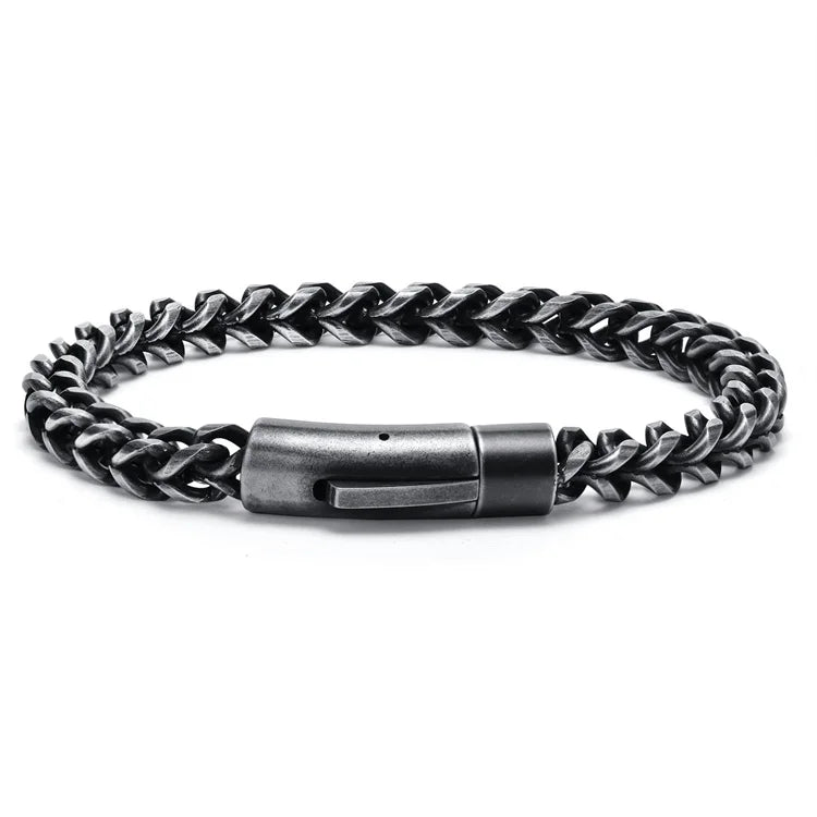 Korean Version  Titanium Steel Simple Bracelet Franco Chains Vintage Menchain Bracelet