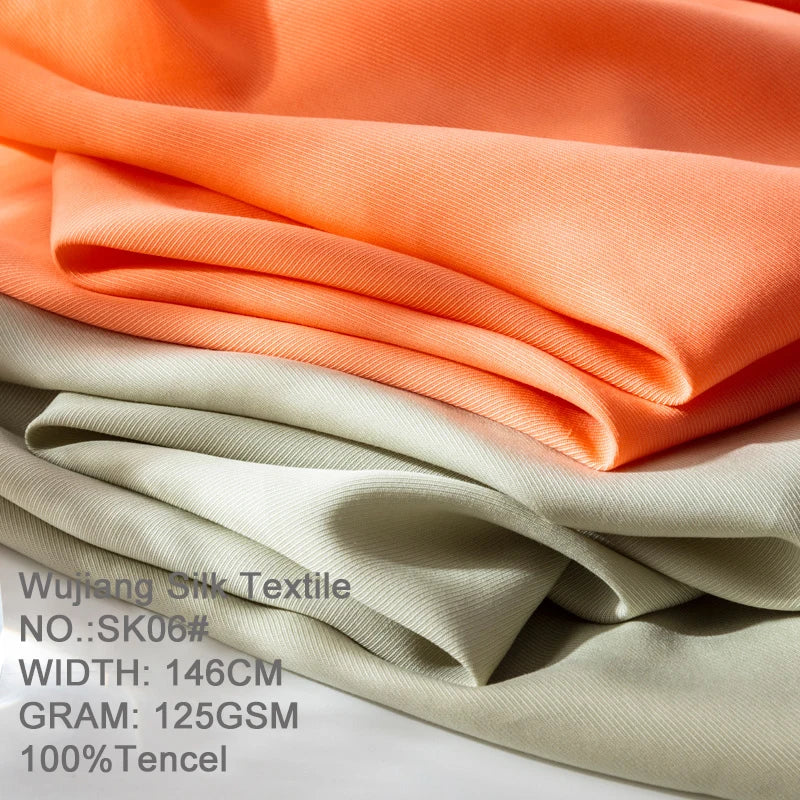 125g Fashion Fabric Spring/Summer Dress Shirt Cardigan Top Solid Color Twill Lyocell Lyocell Fabric Wholesale