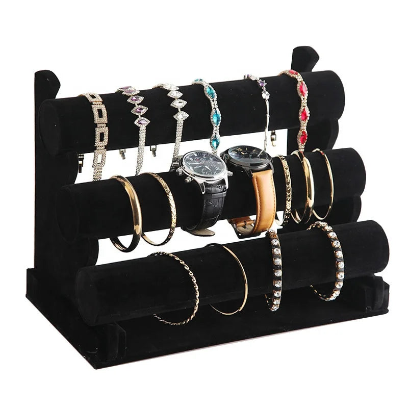 Pvc Flannel 3 Layers Detachable Watch Jewelry Display Rack Bracelet Holders Jewelry Holder Stand