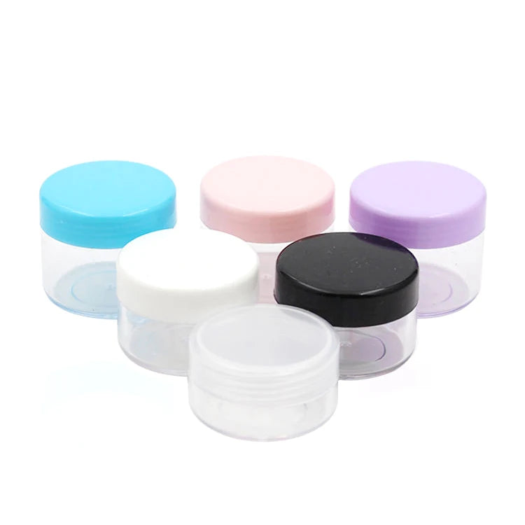 Factory Supply Transparent Plastic Cosmetics clear Mini PS Jar with Colorful Screw Lid
