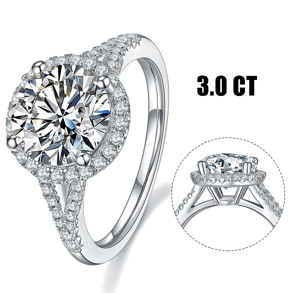 Abiding Jewelry Factory 3CT 9mm Moissanite Sterling Silver Engagement Ring With GRA Certificate