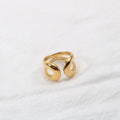 Gold Chunky Bands Ring 14K Real Gold Plated Open Statement Rings Double Layer High Polish Stackable Thick Ring for Women Men