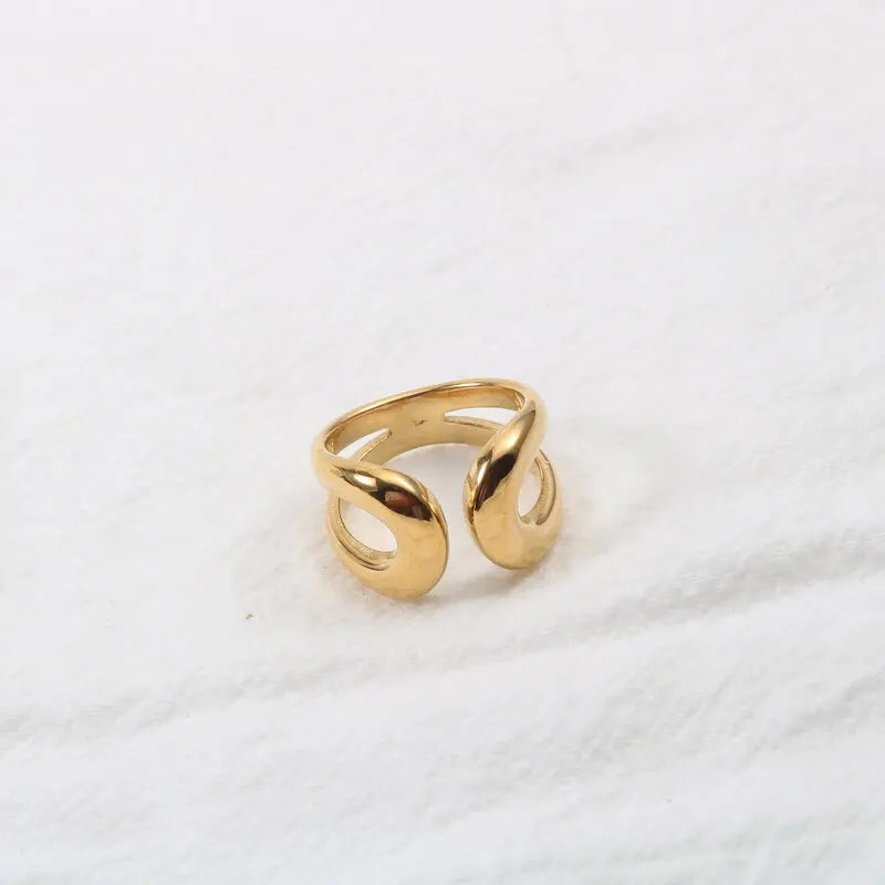 Gold Chunky Bands Ring 14K Real Gold Plated Open Statement Rings Double Layer High Polish Stackable Thick Ring for Women Men