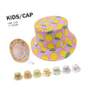 Outdoor Spring Summer Autumn Sun Proof Kids Bucket Hats Lemon Printed Children's Hats Caps for 4-8 Years with Adjustable String