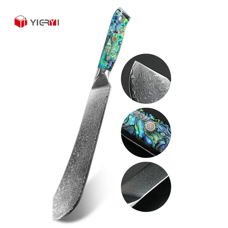 Chef Kitchen Tool Ultra Sharp Full Tang Slicing Carving Slaughter Knife 67 Layers VG 10 Damascus Steel Carbon Steel Blade Resin