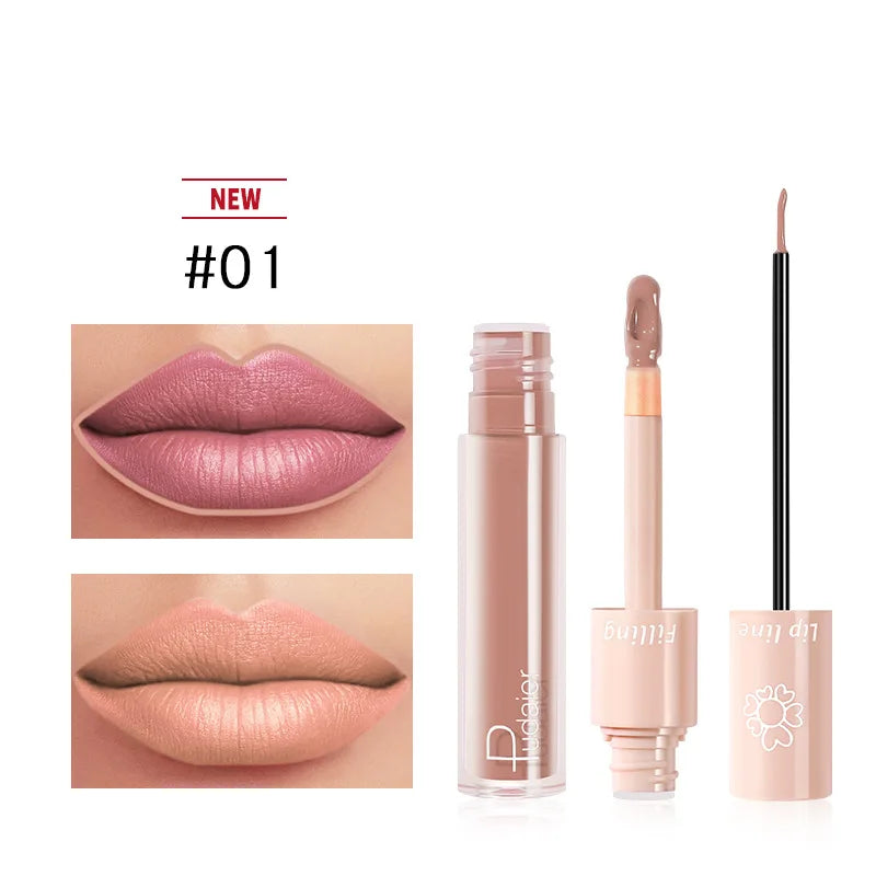 Free Sample Long Lasting 2 in 1 Lipstick Private Label Wholesale High Pigmented Liquid Lip Liner Waterproof Vegan Lip Makeup