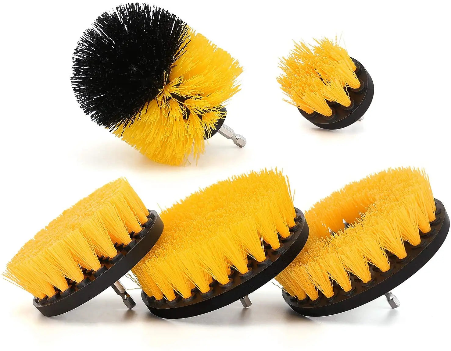 5pcs Yellow Cleaning Brushes Set Power Car Wash Brush Kit Electric Brush Attachment for Car Bathroom Sinks Shower Corner Clean