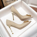 New Women's High-heeled Shoes for Autumn and Winter Featuring French Elegance Versatile Design Suitable for Pairing with Skirts