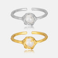 FUAMAY Sterling Silver 925 Jewellery Rings Adjustable Thin White Agate Stone Ring for Women