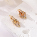 Jiexing New Arrival Fashion Trendy Design 14K Gold Plated CZ Flower Jewelry Connector Two Rings Charms for Jewelry Making