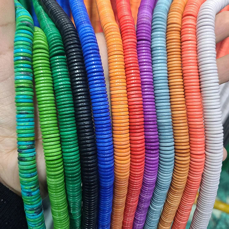 AO1001 Pastel Rainbow Multicolor Natural Anion Oxide Stone Heishi BeadsStone Jewelry Wheel Beads