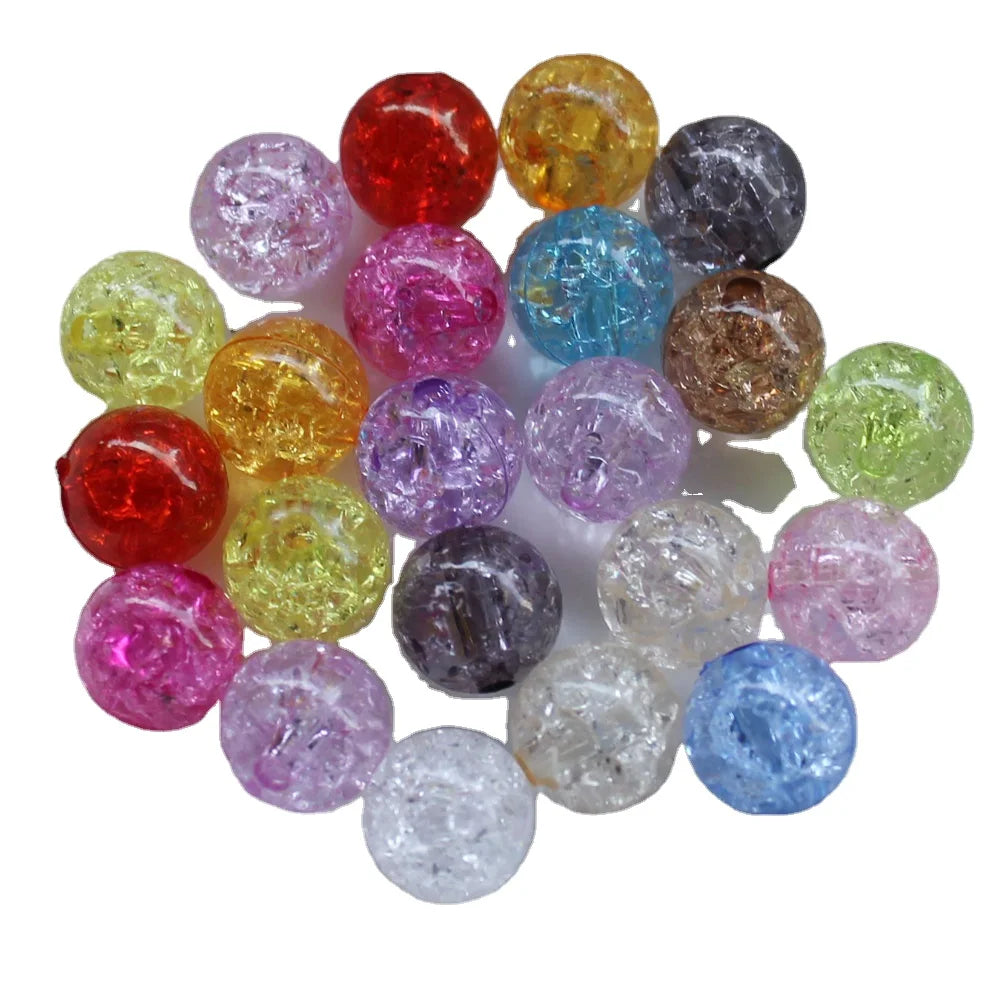 Acrylic Transparent Crack Round Colorful Beads  for Jewelry Earring Accessories Ball Chain Clasp DIY With Plastic Design