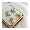 E1528 7-8mm DIY Natural Freshwater Pearl Charm Earrings Mounting Accessory 925 Sterling Silver Gold Plated  Jewelry for Women