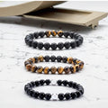 Trendy 8mm Matte Black Brown Tiger Eye Natural Stone Bead Bracelets Onyx Howlite Ball Shape White Black Tiger Eye Beaded