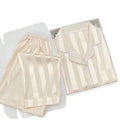 Factory Direct Sale Women's Thin Luxury Woven Pajamas Long Sleeve Striped Two Piece 3pcs Set