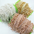 G014 Beaded Diamond Mesh Costume Dance Skirt Beaded Fringe Tassel Ribbon Handmade Bead Lace