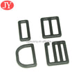 Matter Black D Buckle Custom Logo Zinc Alloy Metal Slider with Tri Glide Adjust Pin Roller O Ring Slider Loop Buckle