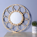 40cm Handmade Rattan Makeup Mirror Creative Art Guest House Porch Wall Decoration Hanging Mirror