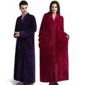 Winter Flannel Fleece Nightdress Women Full Length Zip Nightgown Waffle Robe Couple Women's Pajamas Homewear Bathrobe