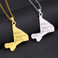 Enameled La Republique Du Mali Map Chain Necklaces Stainless Steel 18K Gold Plated Enamel National Flag Map Pendant Necklace
