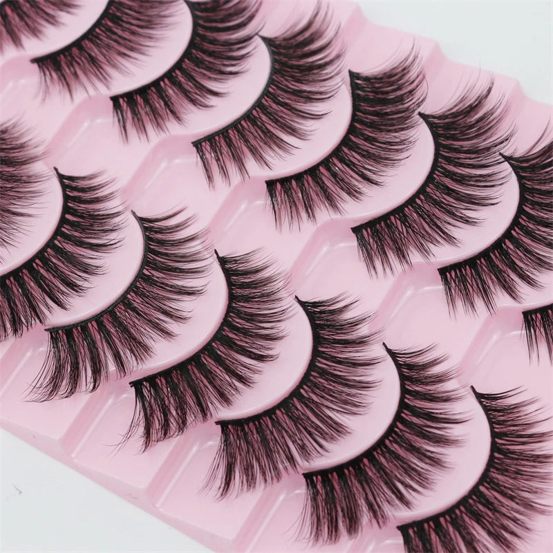 Abestyou 3d Anime10pair pink case Faux Cils Naturels Vegan Curl Strip Lashes Sztuczne Rzesy Ipek Kirpik Bulk Eyelashes Wholesale
