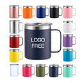 Beauchy Custom 12oz 14oz Double Wall Vacuum Stainless Steel Travel Tumbler Cup Camping Tumbler Insulated Coffee Mug with Handle