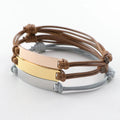 Customized Adjustable DIY Bracelets Wrist Stainless Steel Bar Nylon Rope Braided Bracelet Geometric Charms
