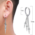 Korean Version of the New Tassel Chain Earrings Male Hipster Without Piercing Earrings Three Musketeer Earrings