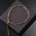 18K Gold Plated Geometric Trendy Stainless Steel Paperclip Chain Bracelet for Women