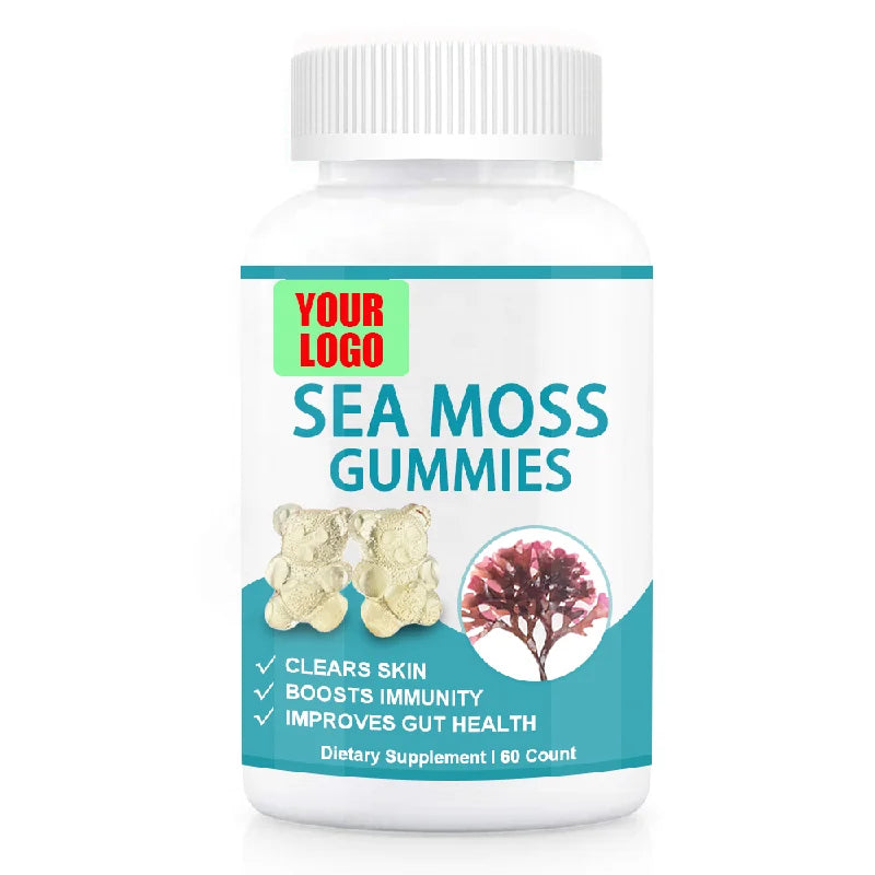 Wholesale Private Label Vegan Organic Irish Sea Moss Gummy Bears for Adults-Detox Skin Joint & Immune Support Energy