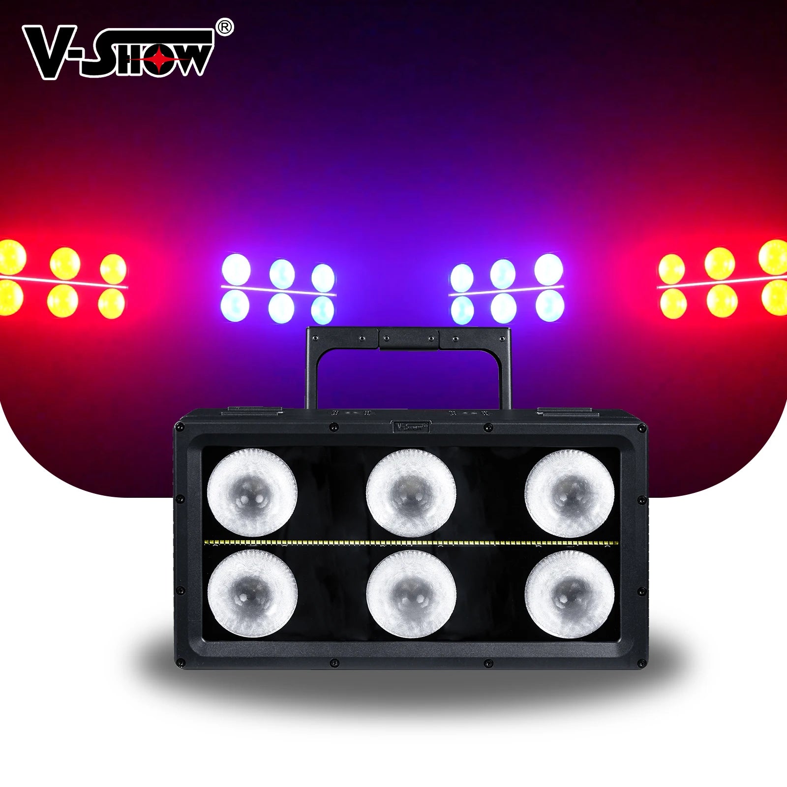 VSHOW L8 Luna 6 Eye Blinder 6pcs 100W RGBWW+80pcs 4W Cold White 10 Group Pixel Blinder Light Outdoor IP66 6 Eyes Blinder