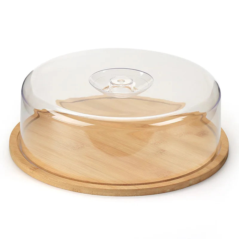 Bamboo Plate Preservation Cover Cake Pan Dust Proof Display Bamboo Tray Kitchenware Set Storage Box PS Cover