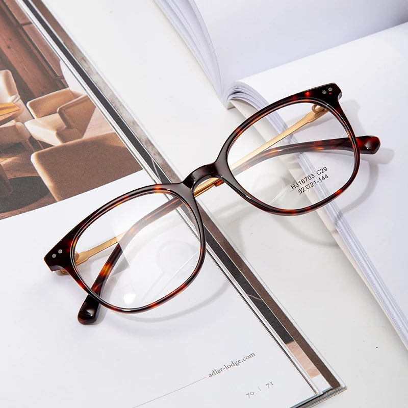 Premium Fashionable Print Titanium Eyeglass Frames Anti Blue Light Computer Optical Glasses Eco-Friendly Unisex Square