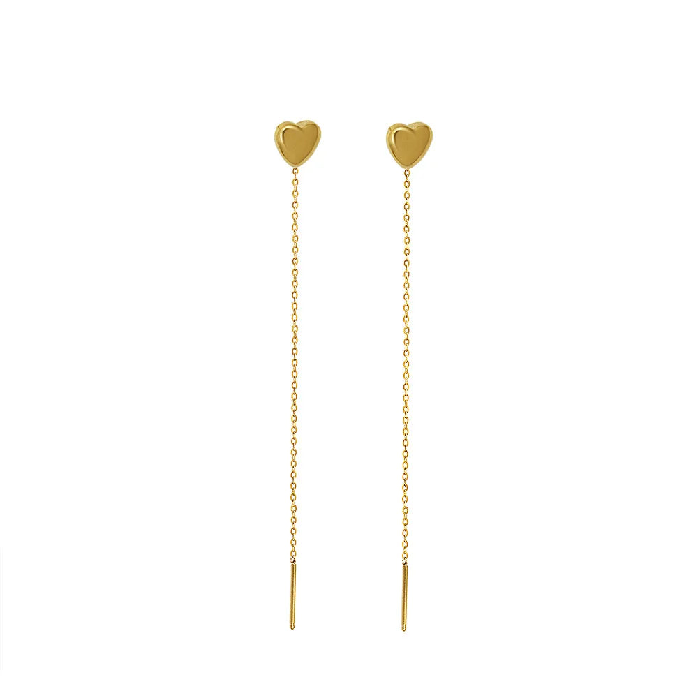 Valentine's Day Gift Light Luxury Gold-Plated Heart-Shaped Stud Earrings for Women Stainless Steel Jewelry