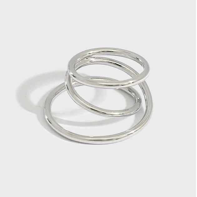 Three Layers Circles Jewelry 18K Gold Plated S925 Sterling Silver Luxury Simple Ring for Women