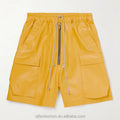 Custom Street Style Patch Pockets Leather Cargo Shorts for Men