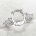 Sterling Silver 8*10mm Semi Mount Ring Empty Frame Blank Support Setting S925 Base Holder Without Center Stone for DIY Inlay