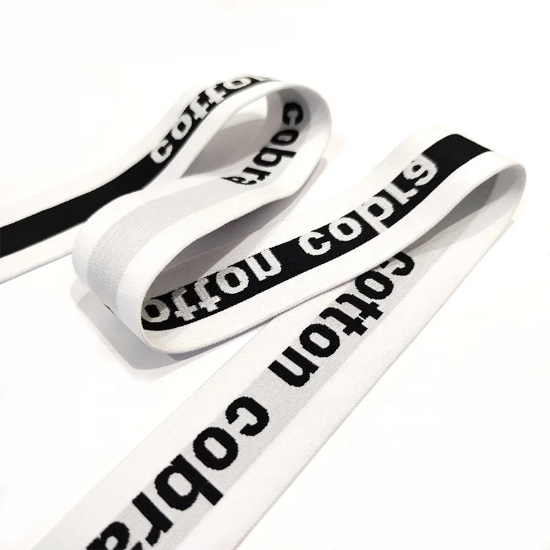 25mm Lettering Custom Jacquard  Wide Rubber Elastic Band for Shoes  Clothing