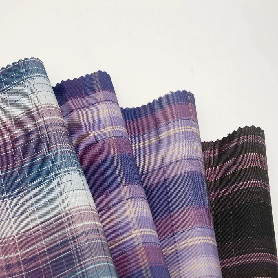Girls Dreamy Purple Series Twill Yarn Dyed Check 100% Polyester Plaid Uniforms School Dress Fabric