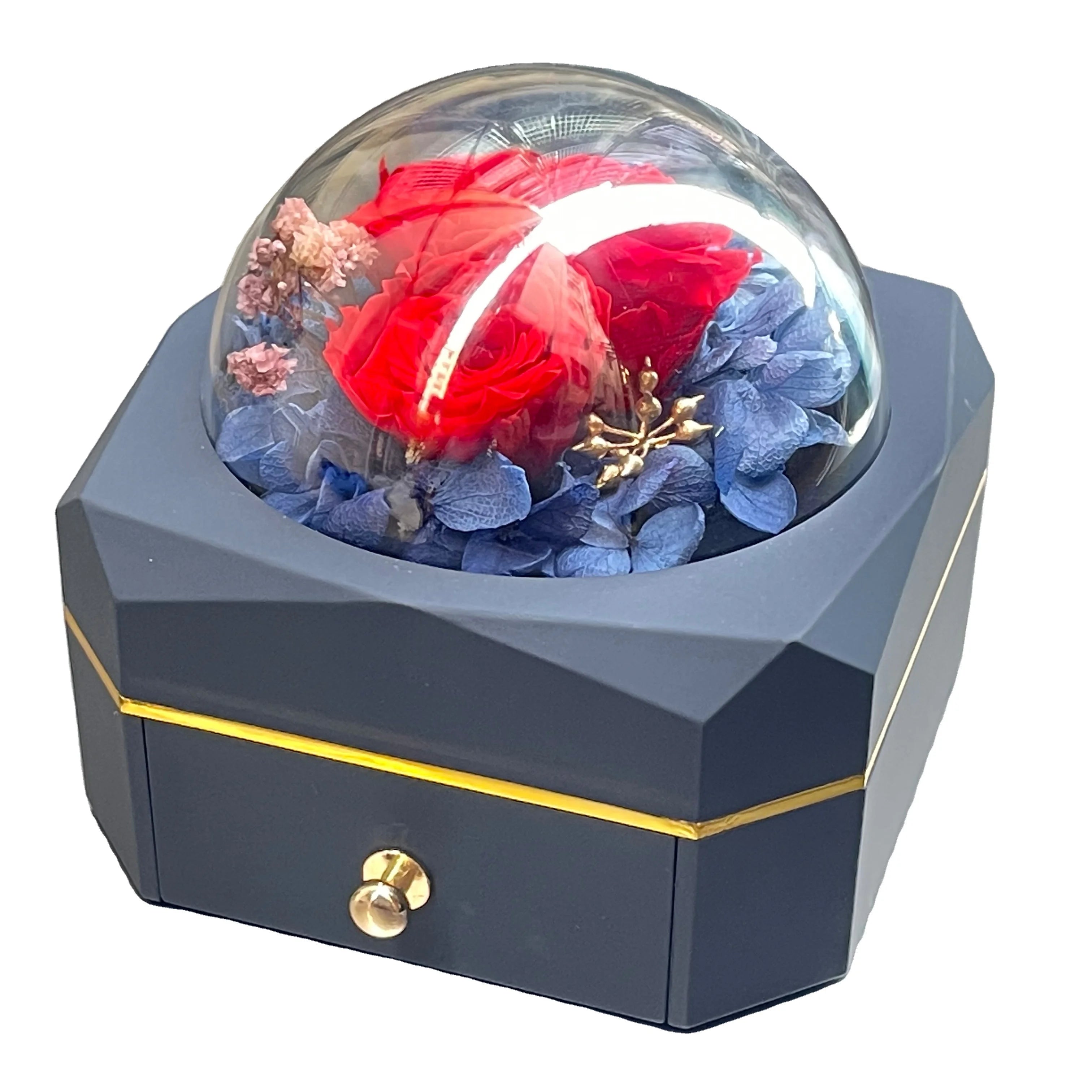 Eternal Life Flower Jewelry Box-True Flowers Plastic Custom Logo 115x125x105mm