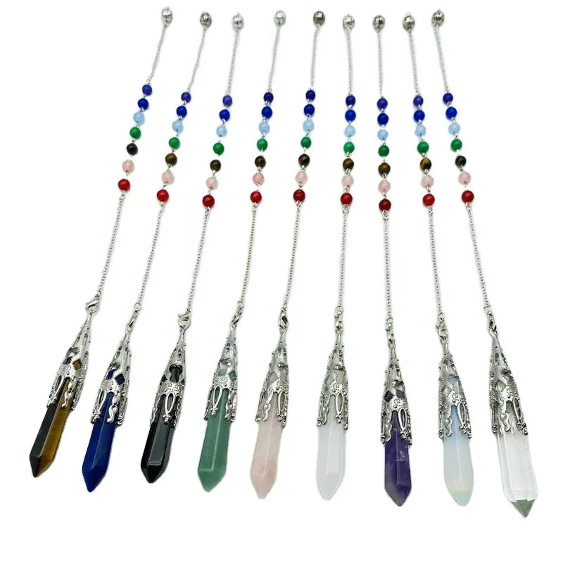 Natural Healing Crystal Quartz Pendulum Pendant Reiki Stone Dowsing Pendant Natural Stone Pendant Spiritual Pendulums