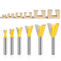 1/4 Inch 6mm Shank Tungsten Carbide Woodworking Dovetail Grooving Joint Router Bits Milling Cutter for Wood CNC Machine Tools
