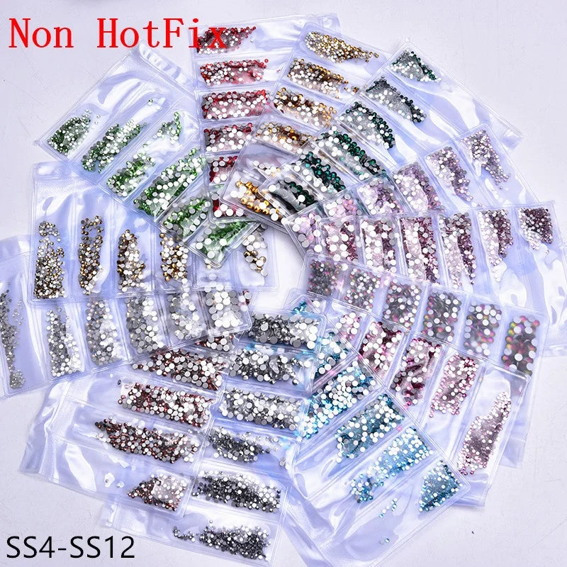 Wholesale Shiny Flat Back Crystal Round Non Hot Fix Rhinestone for Nail Art DIY Jewelry Making Garment Beauty Decoration