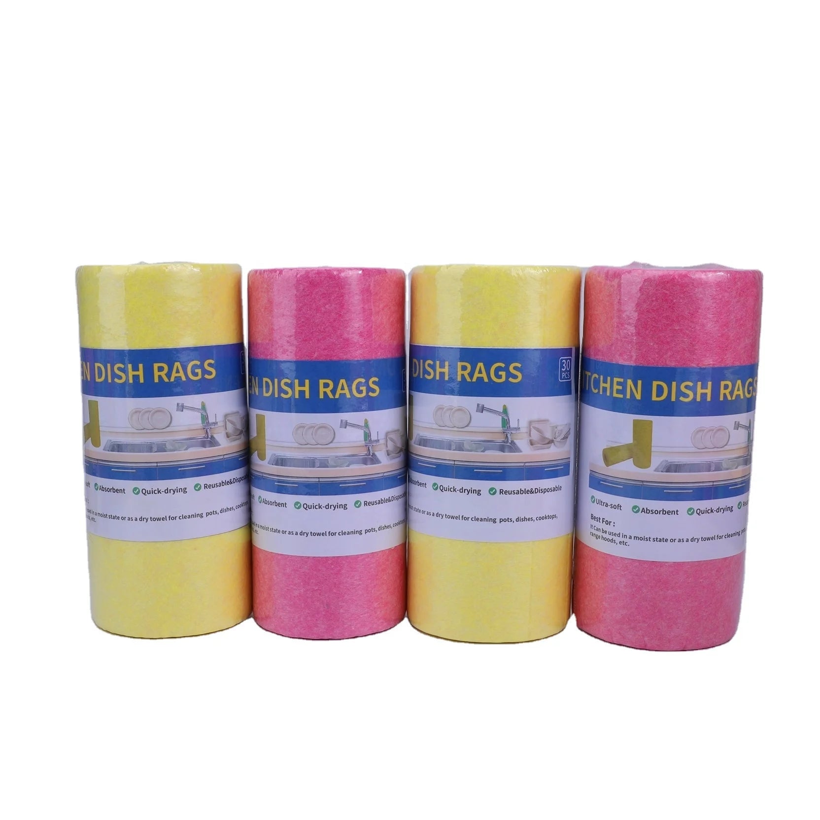 Custom logo Color Size Quick Dry Absorbent Roll Wood Pulp Polyester Non-woven Fabric Rags Hand Cloth Industrial Cleaning Wipes